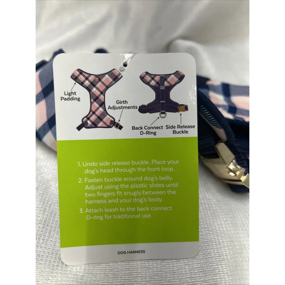Frisco Pink Plaid Fashion Dog Harness and Collar to Match Size Medium NWT